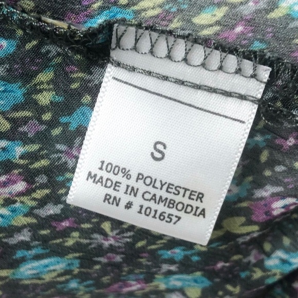 Sound & Matter Women’s Cottagecore Floral Button Down Sheer 3/4 Sleeve Blouse - Picture 14 of 16